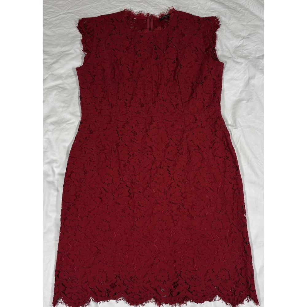 Miusol Womens Mini Dress Rose Red Sleeveless Overlay Lace Cocktail Party 2XL